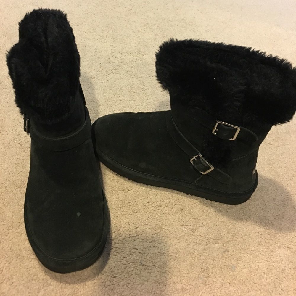 Lamo Black Suede & Leather Buckle Winter Boots